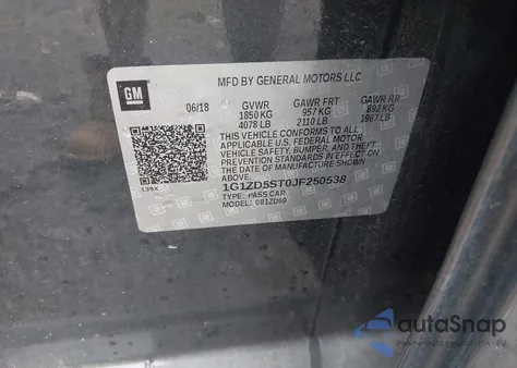 2018 Chevrolet Malibu Lt z USA, uszkodzony, nr VIN 1G1ZD5ST0JF250538